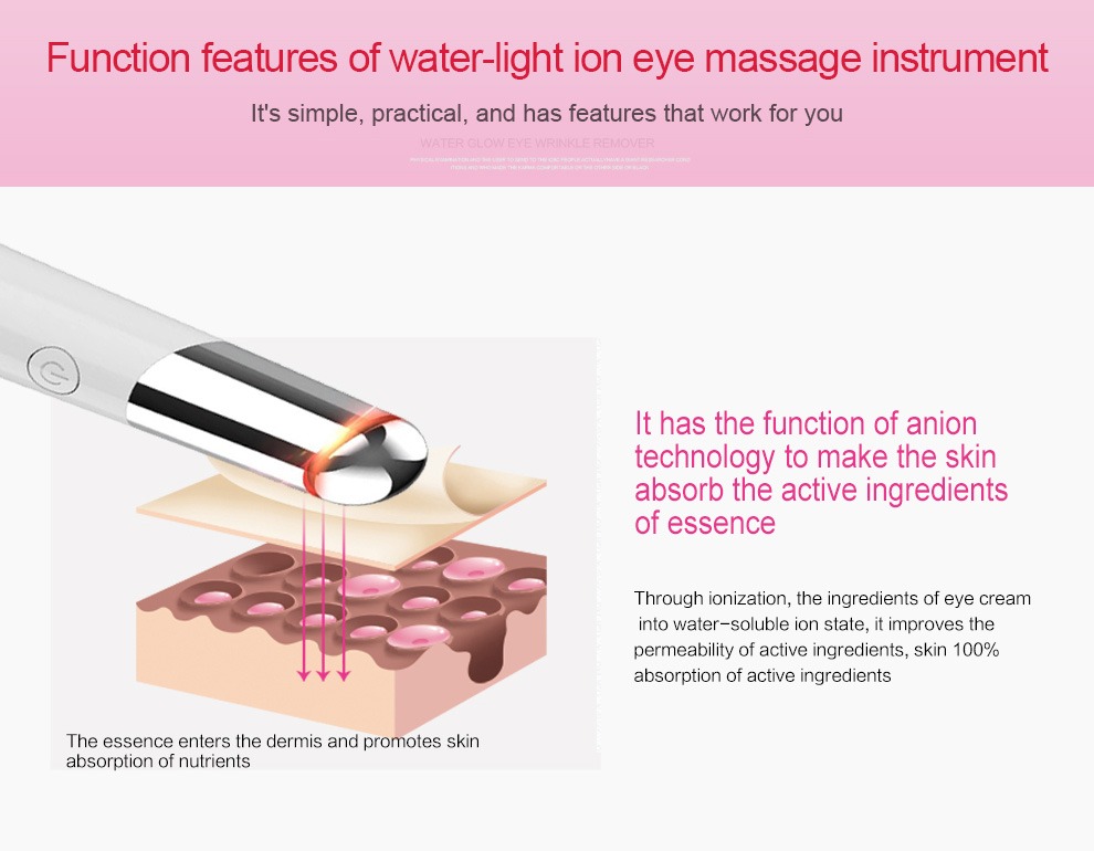 Beauty Eye Massager USB įkraunamas veido masažuoklis Odos priežiūros prietaiso informacija