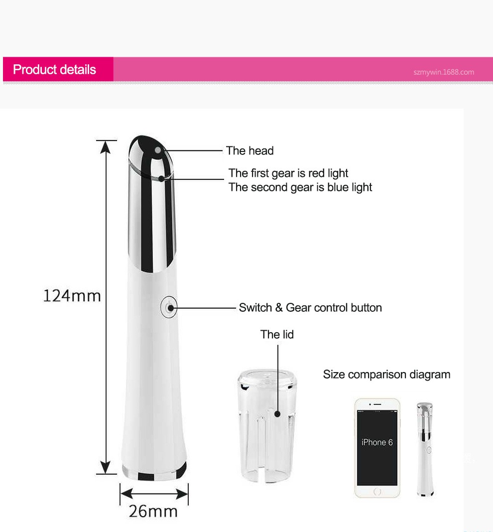 Beauty Eye Massager USB įkraunamas veido masažuoklis Odos priežiūros prietaiso informacija