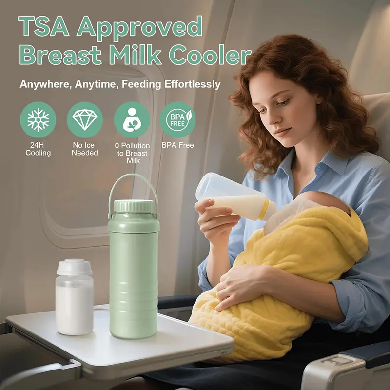 Portable Breast Milk Cooler Bottle, 22oz Capacity Breastmilk Chiller for Travel Mom